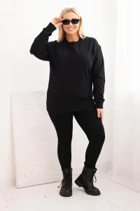 Legínovo Dámska plus size bavlnená mikina basic s okrúhlym výstrihom béžová Farba: Modrá, Veľkosť: XL