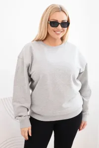 Legínovo Dámska plus size bavlnená mikina basic s okrúhlym výstrihom béžová Farba: Modrá, Veľkosť: XL
