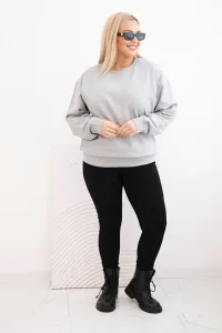 Legínovo Dámska plus size bavlnená mikina basic s okrúhlym výstrihom béžová Farba: Modrá, Veľkosť: XL