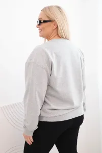 Legínovo Dámska plus size bavlnená mikina basic s okrúhlym výstrihom béžová Farba: Modrá, Veľkosť: XL