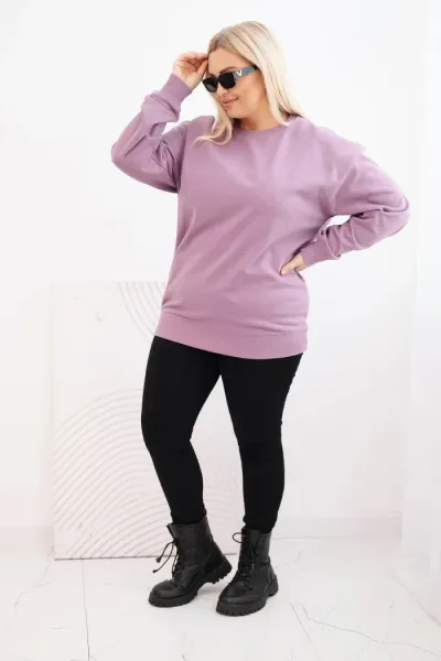 Legínovo Dámska plus size bavlnená mikina basic s okrúhlym výstrihom béžová Farba: Modrá, Veľkosť: XL