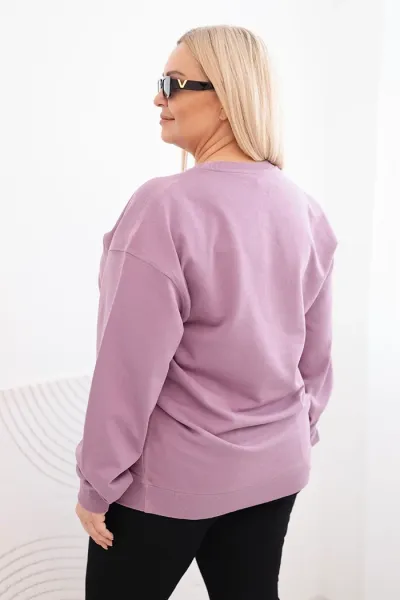 Legínovo Dámska plus size bavlnená mikina basic s okrúhlym výstrihom béžová Farba: Modrá, Veľkosť: XL