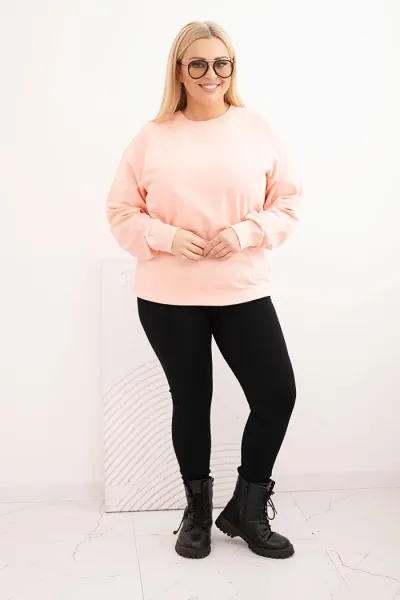 Legínovo Dámska plus size bavlnená mikina basic s okrúhlym výstrihom béžová Farba: Modrá, Veľkosť: XL