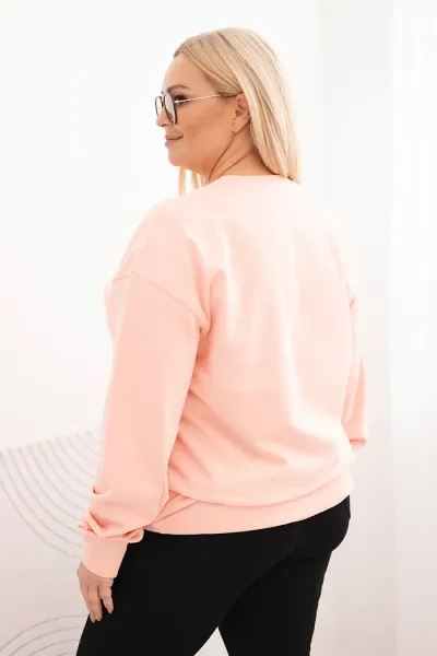 Legínovo Dámska plus size bavlnená mikina basic s okrúhlym výstrihom béžová Farba: Modrá, Veľkosť: XL