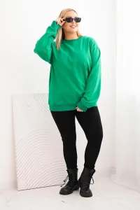 Legínovo Dámska plus size bavlnená mikina basic s okrúhlym výstrihom béžová Farba: Modrá, Veľkosť: XL