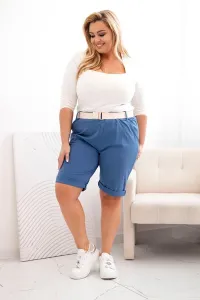 Legínovo Dámske bavlnené kraťasy Plus Size s opaskom hnedé Farba: Hnedá