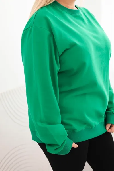 Legínovo Dámska plus size bavlnená mikina basic s okrúhlym výstrihom béžová Farba: Modrá, Veľkosť: XL