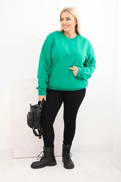 Legínovo Dámska plus size bavlnená mikina basic s okrúhlym výstrihom béžová Farba: Modrá, Veľkosť: XL
