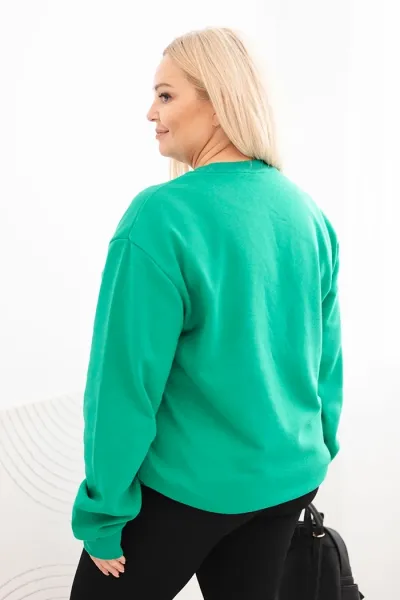 Legínovo Dámska plus size bavlnená mikina basic s okrúhlym výstrihom béžová Farba: Modrá, Veľkosť: XL