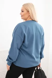 Legínovo Dámska plus size bavlnená mikina basic s okrúhlym výstrihom béžová Farba: Modrá, Veľkosť: XL