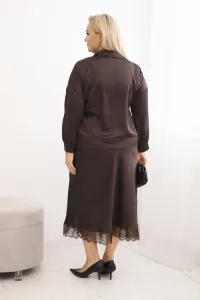 Legínovo Dámska súprava Plus Size so saténovým leskom a čipkou béžová Farba: Béžová, Veľkosť: UNI