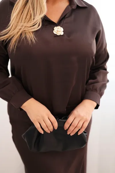 Legínovo Dámska súprava Plus Size so saténovým leskom a čipkou béžová Farba: Béžová, Veľkosť: UNI