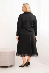 Legínovo Dámska súprava Plus Size so saténovým leskom a čipkou béžová Farba: Hnedá, Veľkosť: UNI