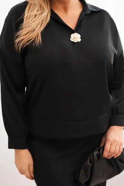 Legínovo Dámska súprava Plus Size so saténovým leskom a čipkou béžová Farba: Hnedá, Veľkosť: UNI