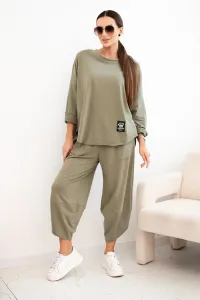 Legínovo Bavlnená súprava mikina + nohavice tmavo béžová Farba: Čokoláda, Veľkosť: UNI