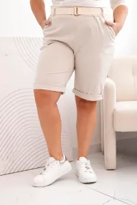 Legínovo Dámske bavlnené kraťasy Plus Size s opaskom hnedé Farba: Hnedá