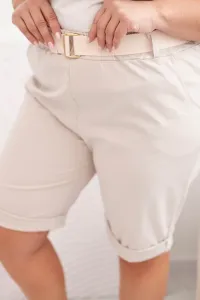 Legínovo Dámske bavlnené kraťasy Plus Size s opaskom hnedé Farba: Hnedá