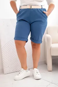 Legínovo Dámske bavlnené kraťasy Plus Size s opaskom hnedé Farba: Hnedá