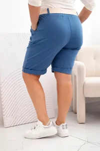 Legínovo Dámske bavlnené kraťasy Plus Size s opaskom hnedé Farba: Hnedá