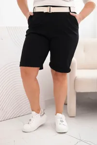 Legínovo Dámske bavlnené kraťasy Plus Size s opaskom hnedé Farba: Hnedá