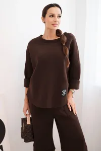 Legínovo Dámska tepláková súprava z hrubšieho materiálu so širokými nohavicami béžová Farba: Modrá, Veľkosť: UNI