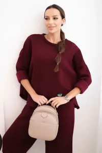 Legínovo Dámska tepláková súprava z hrubšieho materiálu so širokými nohavicami béžová Farba: Modrá, Veľkosť: UNI
