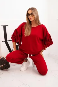 Legínovo Dámsky súprava maslový s strapcami na rukávoch béžová Farba: Modrá, Veľkosť: UNI