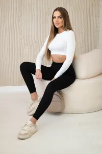Legínovo Čierne dámske rebrované legíny s vysokým pásom Farba: Modrá, Veľkosť: UNI