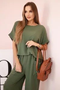 Legínovo Súprava z viskózy blúzka + nohavice béžová Farba: Béžová, Veľkosť: UNI