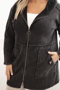 Legínovo Dámska mikina Plus Size s kapucňou a vreckami čierna Farba: Čierna, Veľkosť: UNI