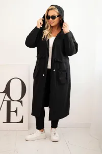 Legínovo Dámska bavlnená mikina Plus Size s kapucňou a vreckami čierna Farba: Čierna, Veľkosť: 2XL