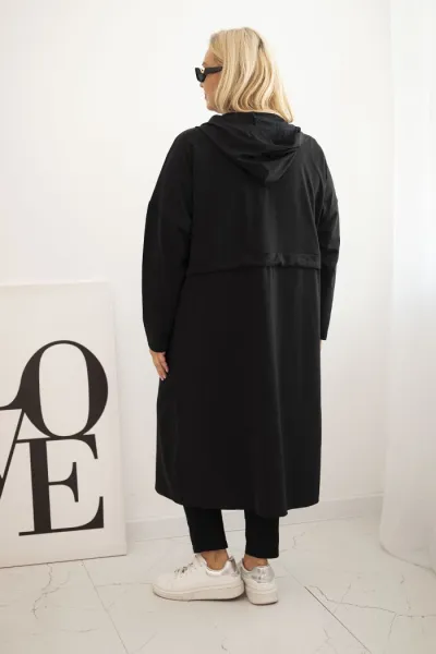 Legínovo Dámska bavlnená mikina Plus Size s kapucňou a vreckami čierna Farba: Čierna, Veľkosť: 2XL