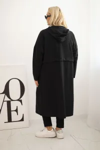 Legínovo Dámska bavlnená mikina Plus Size s kapucňou a vreckami čierna Farba: Čierna, Veľkosť: 2XL