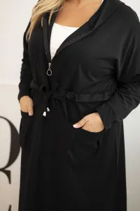 Legínovo Dámska bavlnená mikina Plus Size s kapucňou a vreckami čierna Farba: Čierna, Veľkosť: 2XL