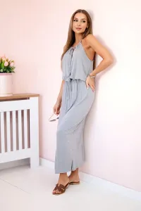 Legínovo Boho šaty so štrbinou sivé Farba: Mätová, Veľkosť: UNI