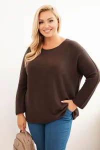 Legínovo Dámsky sveter plus size s lodičkovým výstrihom hnedý Farba: Olivová, Veľkosť: UNI