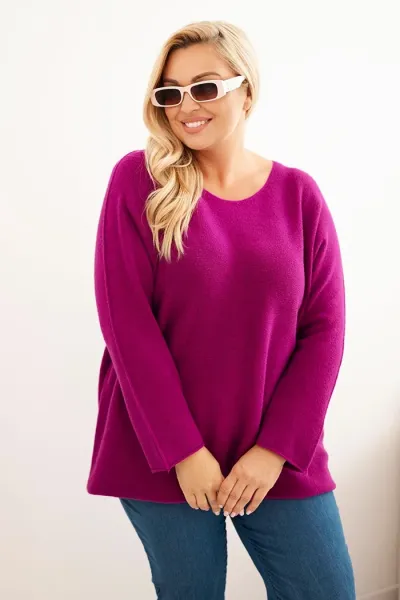 Legínovo Dámsky sveter plus size s lodičkovým výstrihom hnedý Farba: Olivová, Veľkosť: UNI