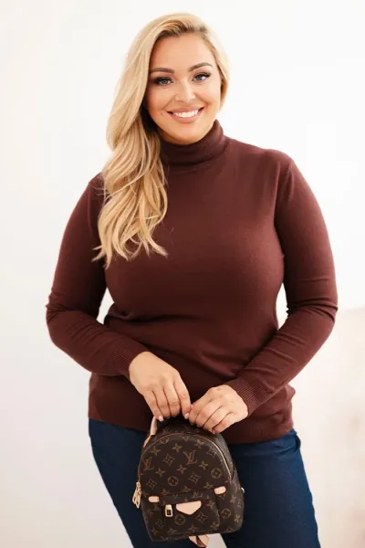 Legínovo Dámsky rolákový sveter Plus Size z viskózy bordový Farba: Béžová, Veľkosť: UNI