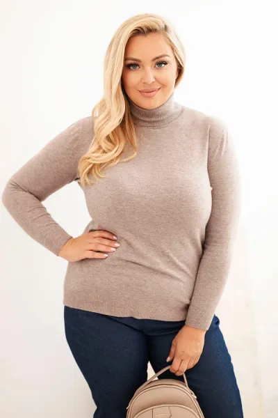 Legínovo Dámsky rolákový sveter Plus Size z viskózy bordový Farba: Hnedá, Veľkosť: UNI