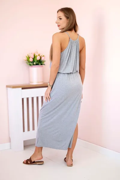 Legínovo Boho šaty so štrbinou sivé Farba: Mätová, Veľkosť: UNI