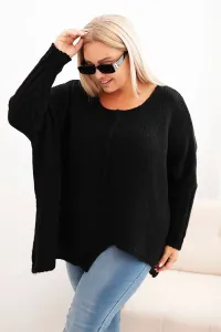 Legínovo Dámsky sveter Plus Size s akrylom vo voľnom strihu a 3/4 rukávom hnedý Farba: Hnedá, Veľkosť: UNI