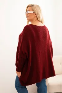 Legínovo Dámsky sveter Plus Size s akrylom vo voľnom strihu a 3/4 rukávom hnedý Farba: Hnedá, Veľkosť: UNI