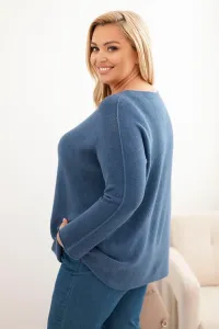 Legínovo Dámsky sveter plus size s lodičkovým výstrihom hnedý Farba: Olivová, Veľkosť: UNI