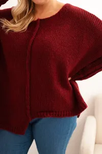 Legínovo Dámsky sveter Plus Size s akrylom vo voľnom strihu a 3/4 rukávom hnedý Farba: Hnedá, Veľkosť: UNI