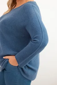 Legínovo Dámsky sveter plus size s lodičkovým výstrihom hnedý Farba: Olivová, Veľkosť: UNI