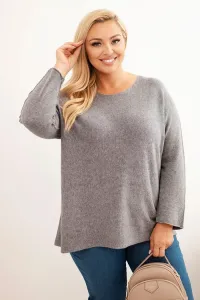 Legínovo Dámsky sveter plus size s lodičkovým výstrihom hnedý Farba: Olivová, Veľkosť: UNI