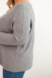 Legínovo Dámsky sveter plus size s lodičkovým výstrihom hnedý Farba: Olivová, Veľkosť: UNI