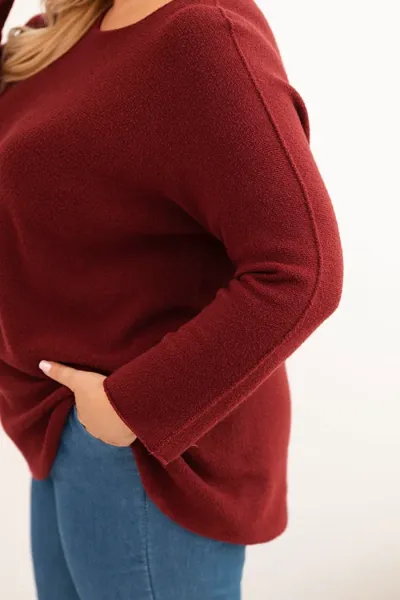 Legínovo Dámsky sveter plus size s lodičkovým výstrihom hnedý Farba: Olivová, Veľkosť: UNI