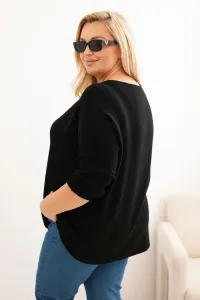 Legínovo Dámsky sveter plus size s lodičkovým výstrihom hnedý Farba: Olivová, Veľkosť: UNI