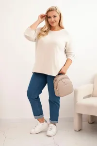Legínovo Dámsky sveter plus size s lodičkovým výstrihom hnedý Farba: Olivová, Veľkosť: UNI